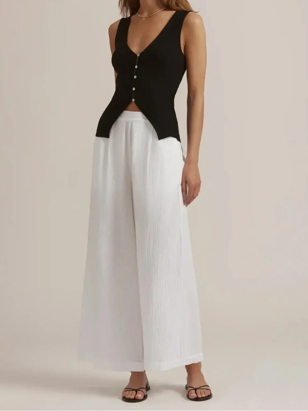 Favorite Daughter White Wide-Leg Beach Pants